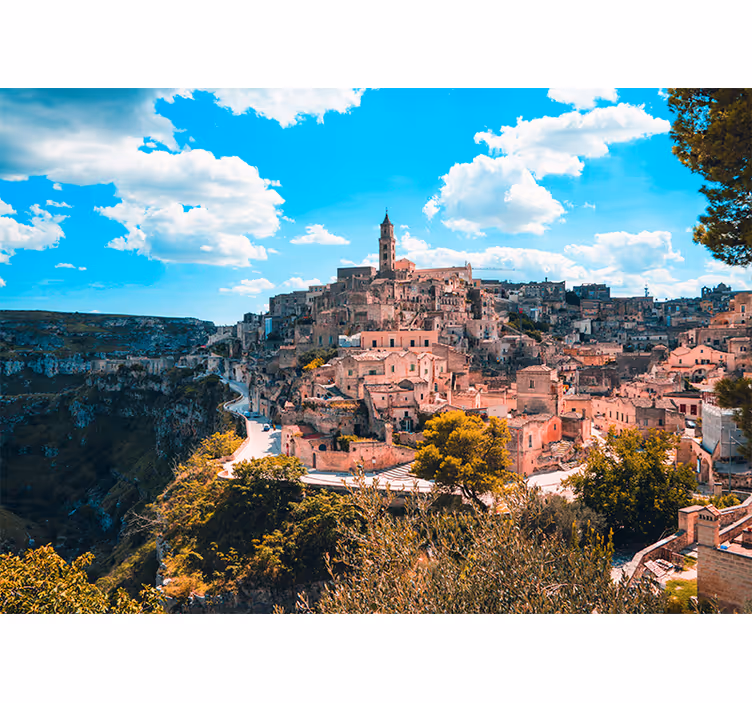 Tenda a rullo soggiorno paesaggio di matera - TenStickers