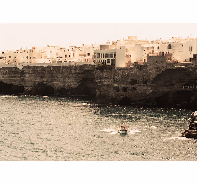 Tenda a rullo soggiorno paesaggio marino polignano - TenStickers