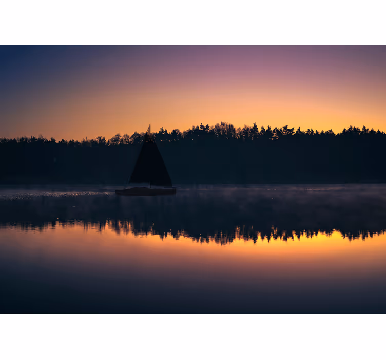 Tenda a rullo soggiorno tramonto in barca mazury - TenStickers