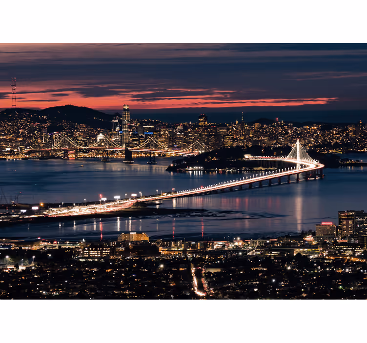 Tenda a rullo soggiorno san francisco di sera - TenStickers