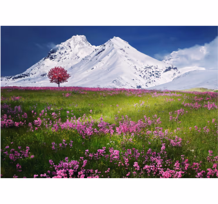 Tenda a rullo soggiorno paesaggio di fiori in montagna - TenStickers