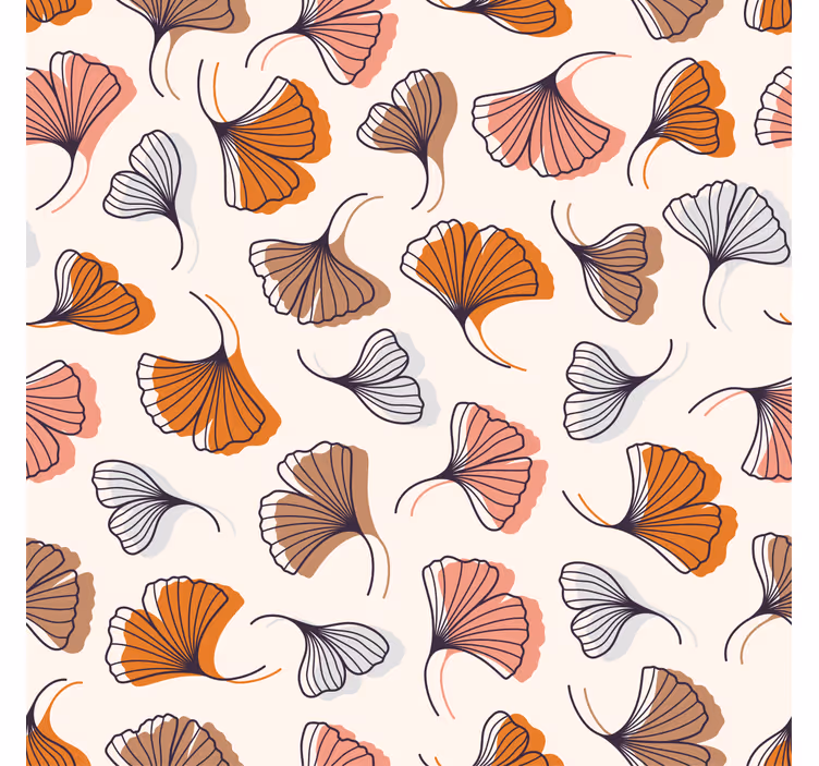 Tenda a rullo soggiorno foglie di ginkgo disegnate a mano - TenStickers