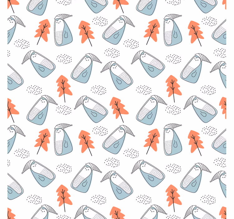 Tenda a rullo soggiorno pinguini minimalisti con alberi - TenStickers