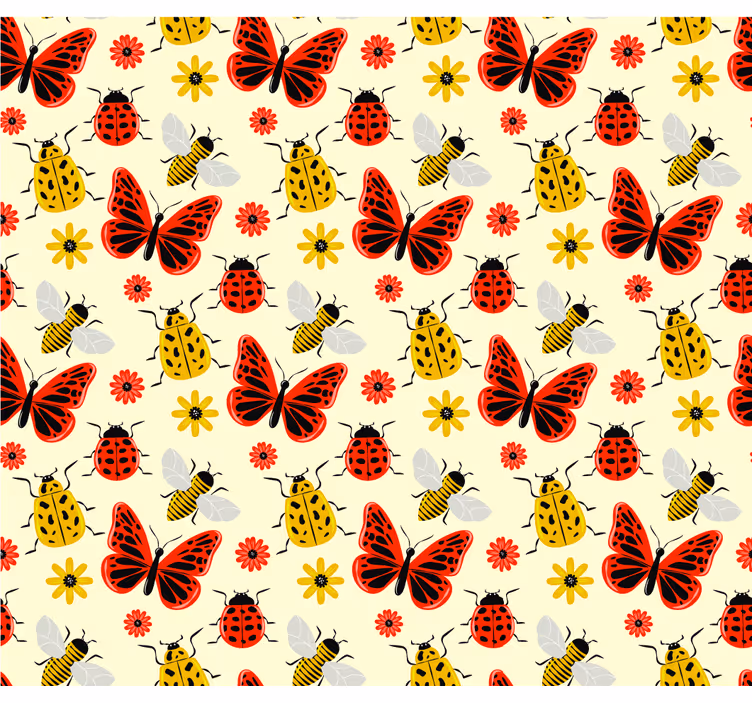 Tenda a rullo soggiorno motivo insetti minimalisti colorati - TenStickers