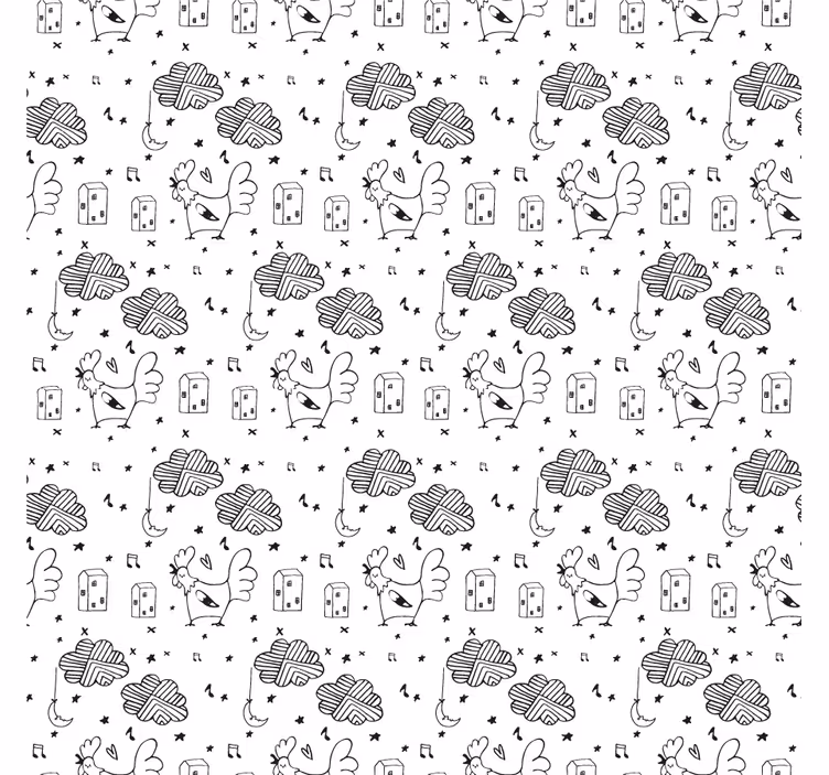Tenda a rullo soggiorno galline bianche e nere stile nordico - TenStickers