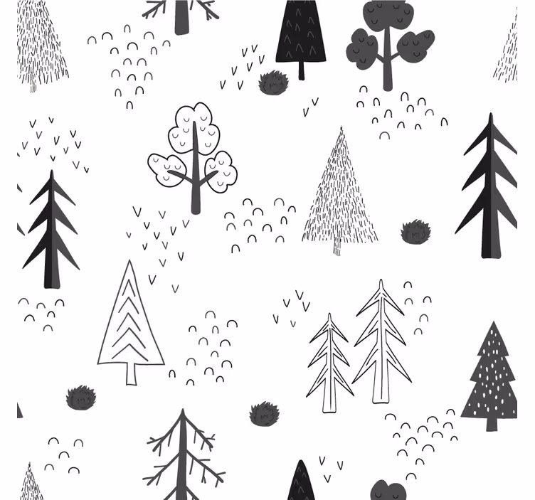 Tenda a rullo soggiorno alberi bianchi minimalisti nordici - TenStickers