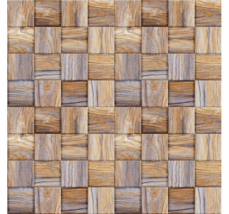 Tenda a rullo soggiorno mosaico effetto legno anni '80 - TenStickers