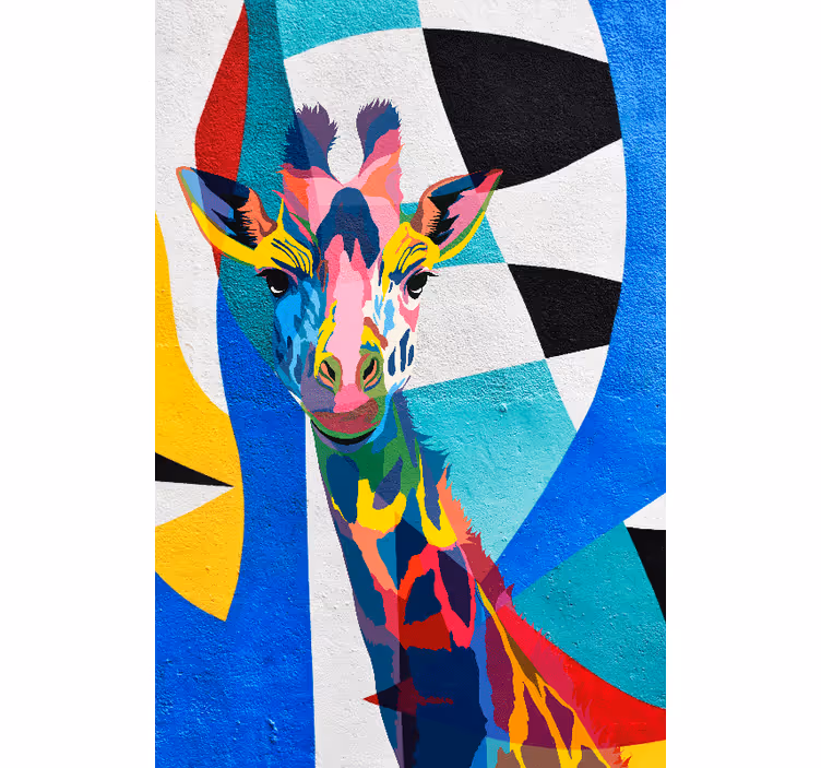 Tenda a rullo soggiorno giraffa colorata astratta - TenStickers