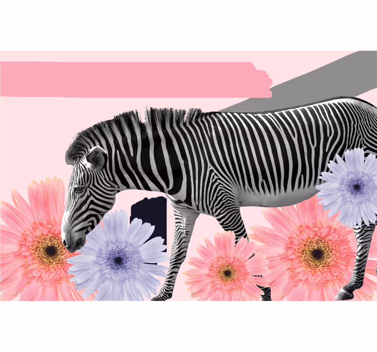Tenda a rullo soggiorno pittura zebra in collage - TenStickers