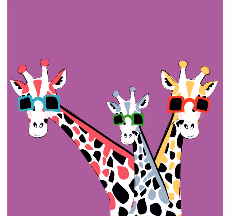 Tenda a rullo soggiorno giraffe divertenti con occhiali - TenStickers