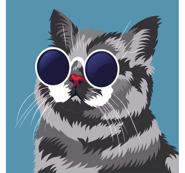 Tenda a rullo soggiorno quadro divertente gatto grigio - TenStickers