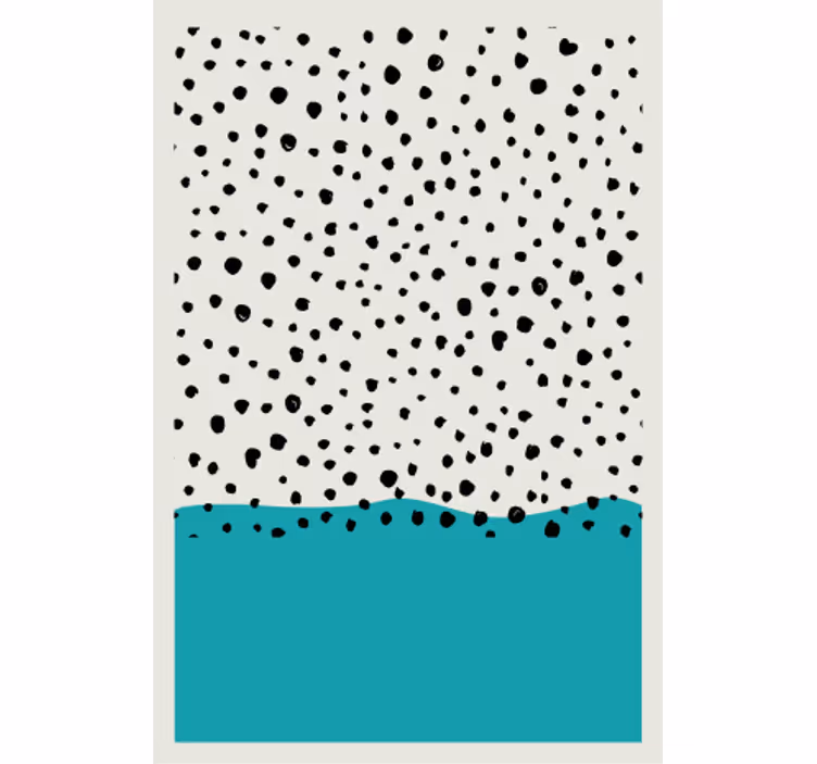 Tenda a rullo soggiorno pittura astratta blu con punti neri - TenStickers