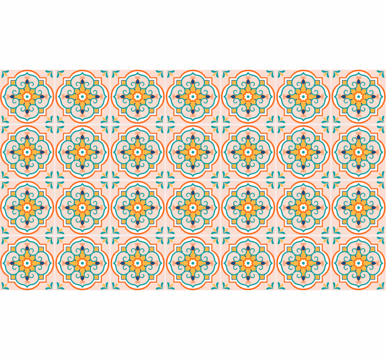 Tenda a rullo beige design quadrato colorato - TenStickers