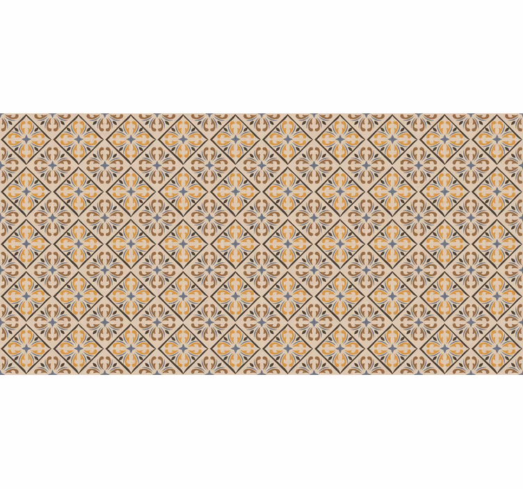 Tenda a rullo beige motivo barocco oro e blu - TenStickers