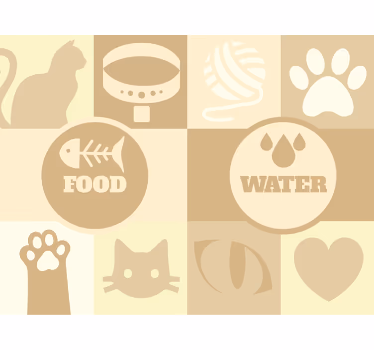Tenda a rullo beige per cibo e acqua gatti - TenStickers