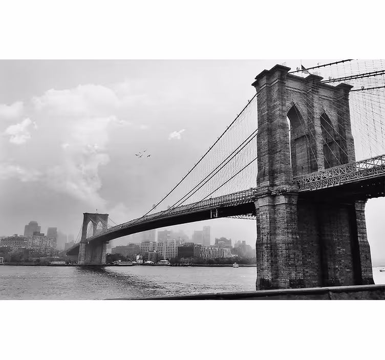Tenda a rullo grigia murale soggiorno ponte new york - TenStickers