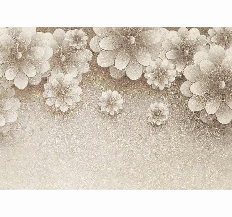 Tenda a rullo beige effetto fiori 3d grigio - TenStickers