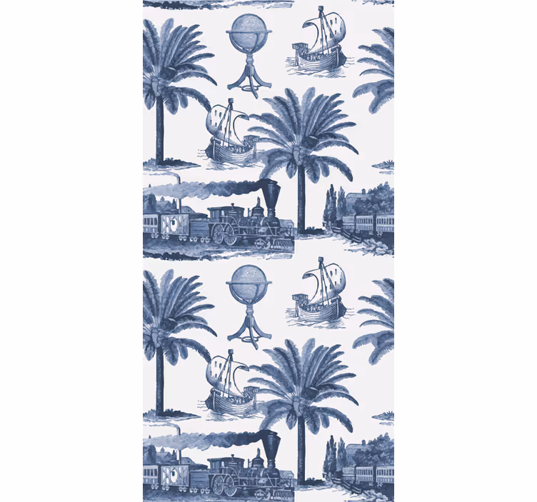 Tenda a rullo vintage motivo francese blu - TenStickers