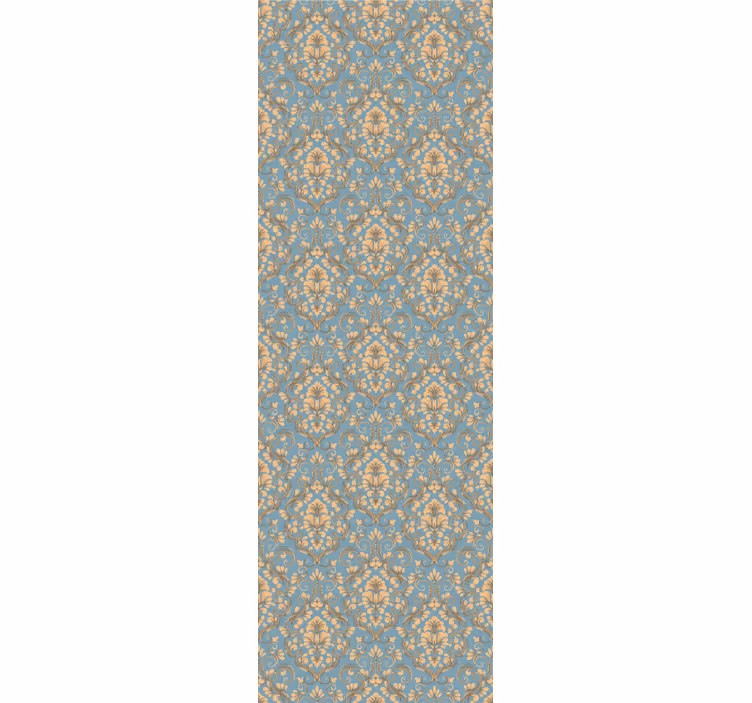Tenda a rullo vintage motivo foglie turchesi e oro - TenStickers