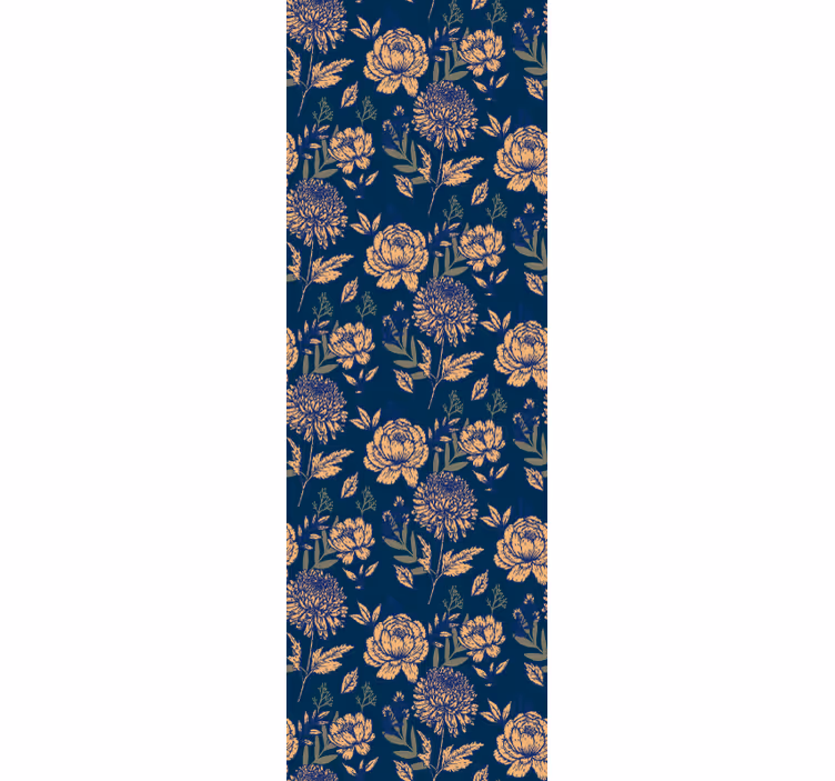Tenda a rullo vintage motivo blu e giallo provinciale - TenStickers