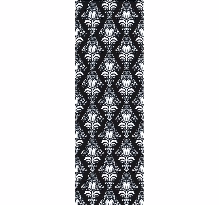 Tenda a rullo vintage motivo provenzale bianco e nero - TenStickers
