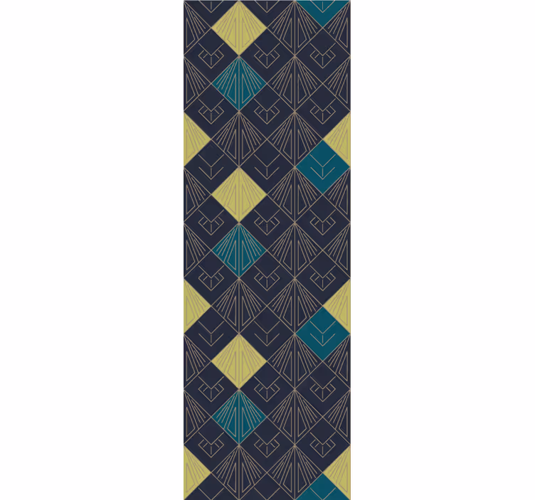 Tenda a rullo vintage motivo art deco grigio e azzurro - TenStickers