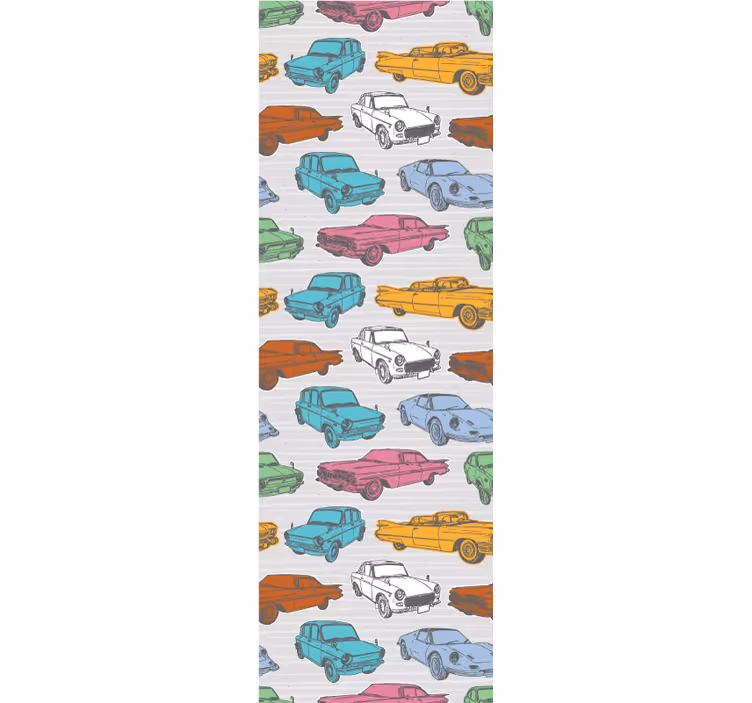 Tenda a rullo vintage auto classiche colorate - TenStickers