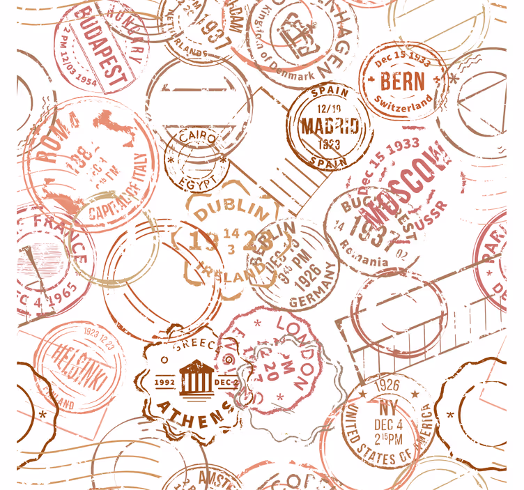 Tenda a rullo vintage timbri retro - TenStickers