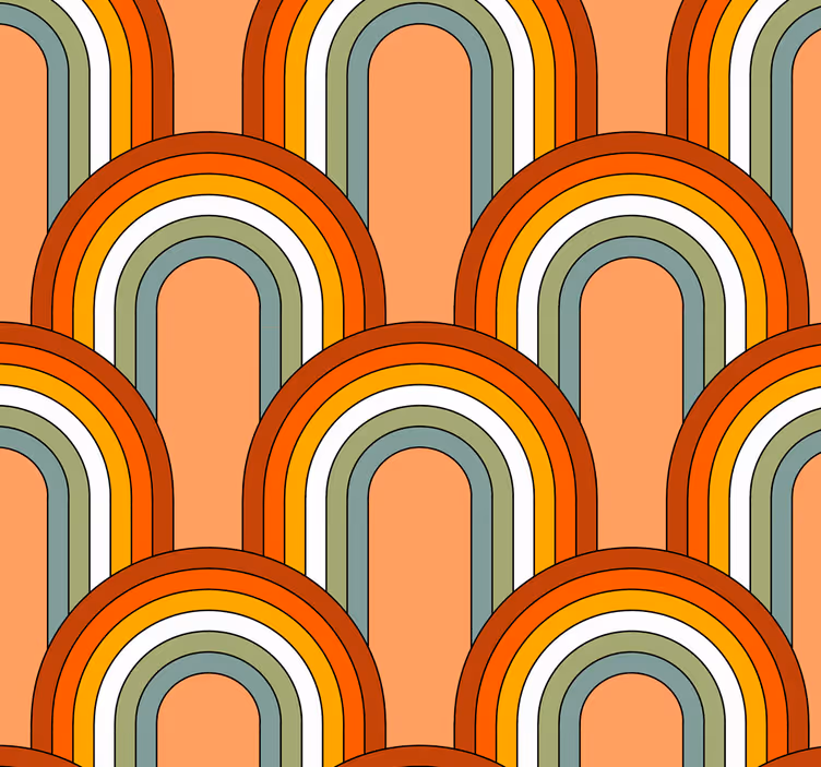 Tenda a rullo vintage motivo arcobaleno anni 70 - TenStickers