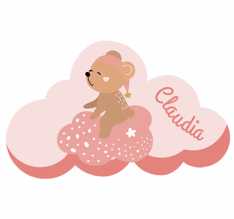 Tenda a rullo rosa tappeto vinilico orso nome nordico - TenStickers