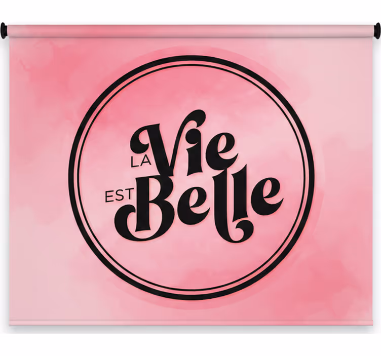 Tenda a rullo rosa testo nero su sfondo rosa - TenStickers