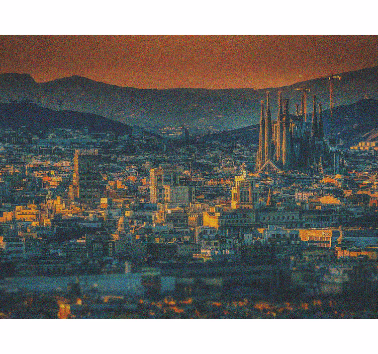 Tenda a rullo soggiorno barcellona vista notturna - TenStickers