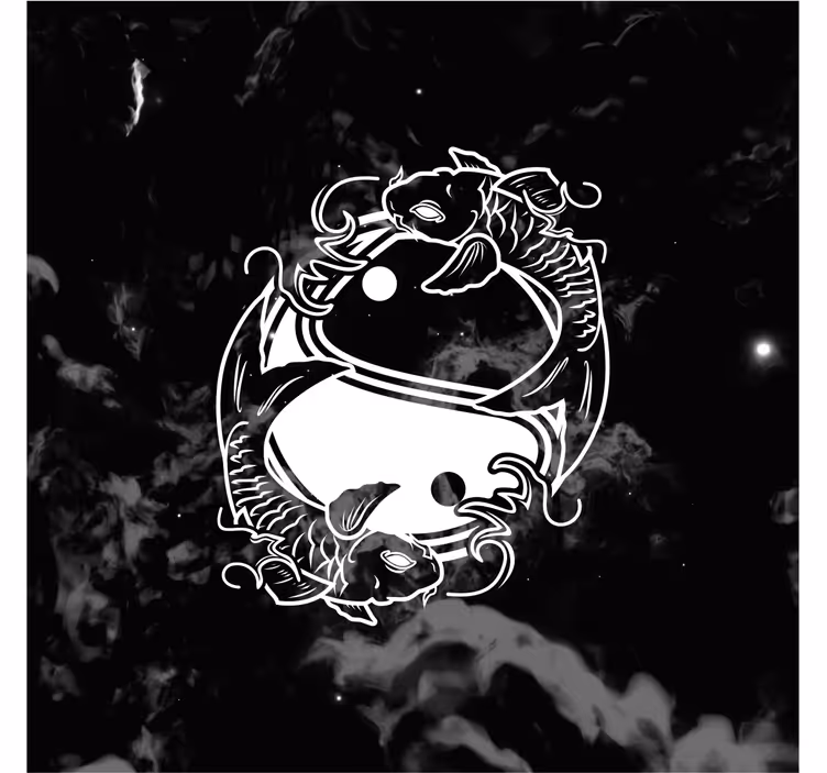 Tenda a rullo soggiorno pesce yin yang in equilibrio - TenStickers