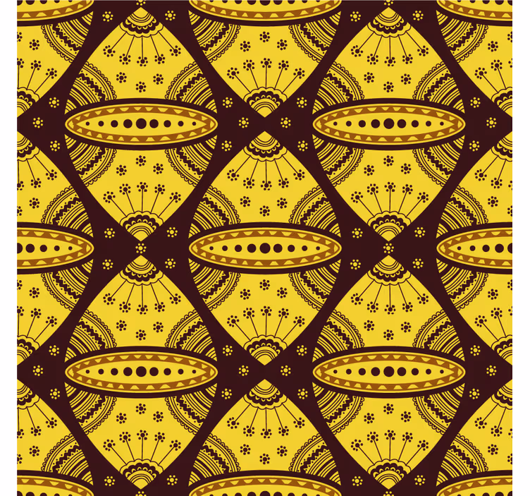 Tenda a rullo soggiorno arte astratta gialla africana - TenStickers