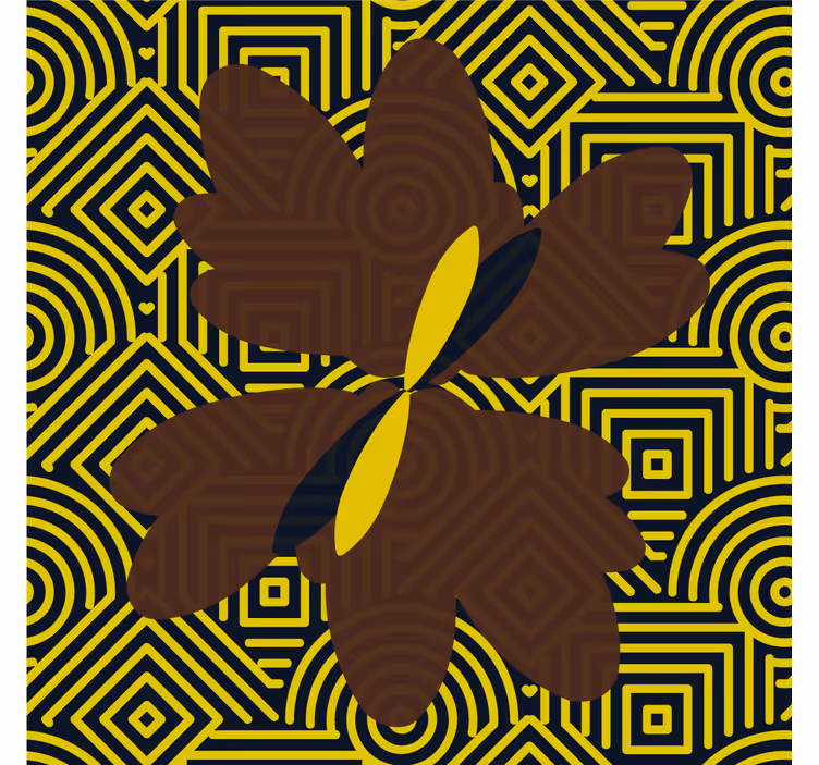 Tenda a rullo soggiorno design artistico marrone e giallo - TenStickers