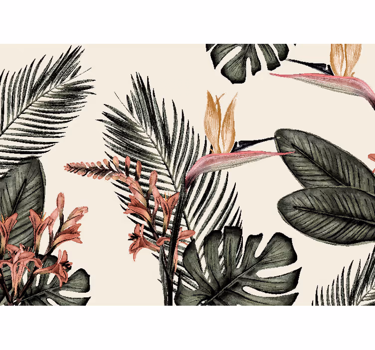 Tenda a rullo soggiorno carbone tropicale - TenStickers