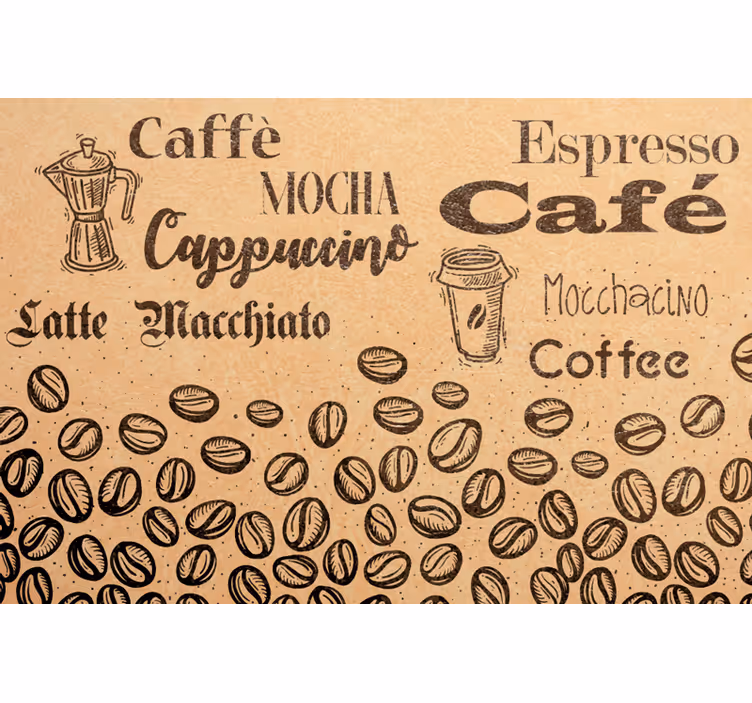 Tenda a rullo beige amore per il caffè italiano - TenStickers