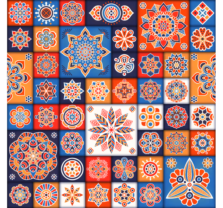 Tenda a rullo camera da letto piastrelle mosaico colorate - TenStickers