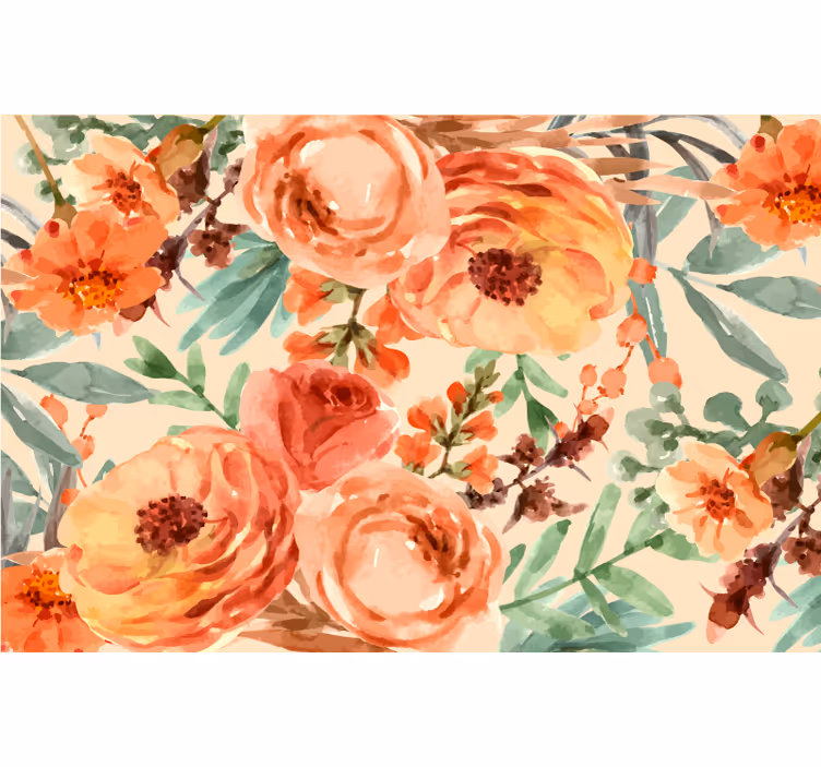 Tenda a rullo camera da letto fiori acquerello peonia - TenStickers