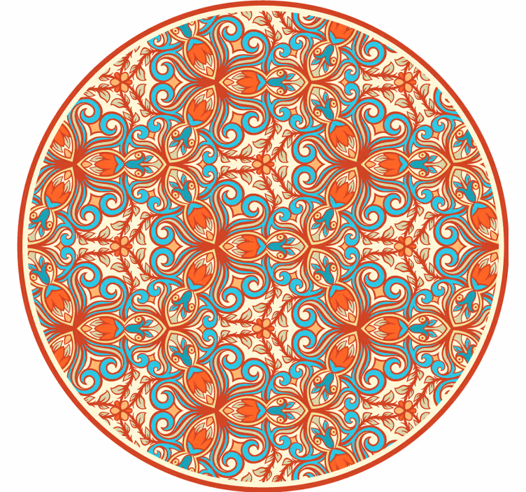 Tenda a rullo camera da letto ornamenti blu e arancio - TenStickers