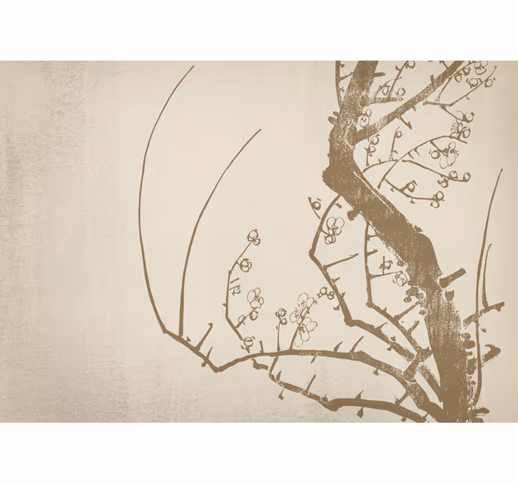 Tenda a rullo beige albero in stile japandi - TenStickers