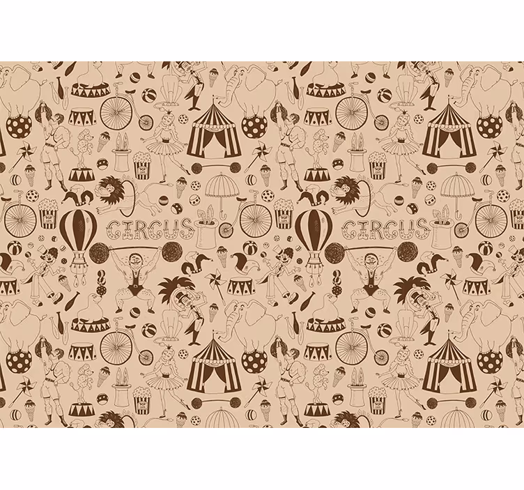 Tenda a rullo beige motivo circo retro marrone - TenStickers