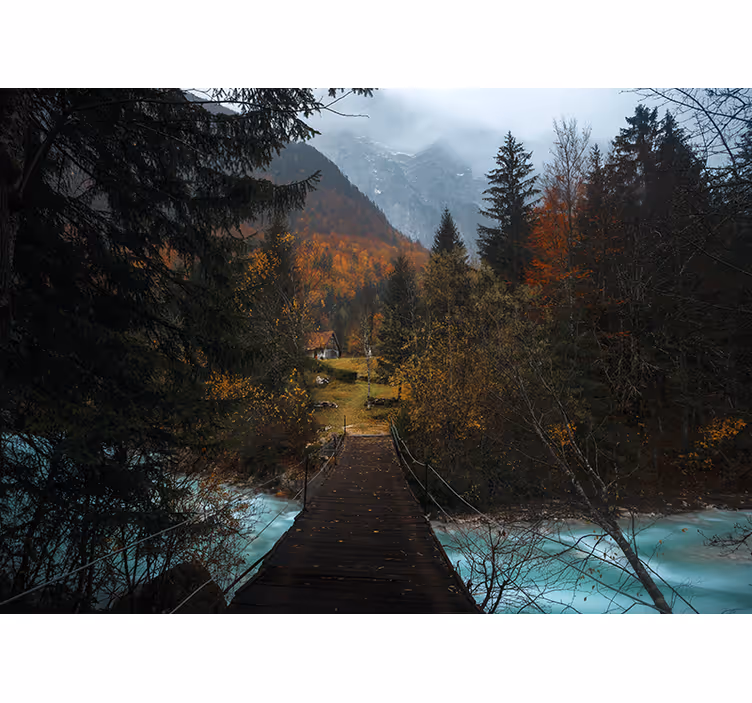 Tenda a rullo camera da letto ponte nel bosco - TenStickers