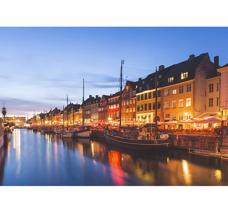 Tenda a rullo camera da letto case colorate di copenaghen - TenStickers