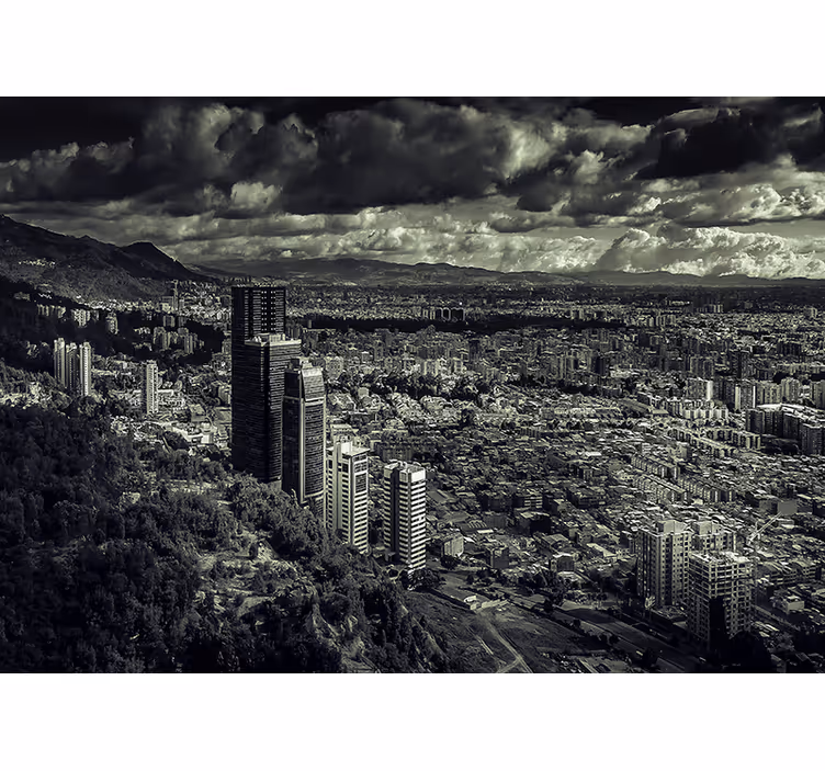 Tenda a rullo camera da letto vista su bogotá all'alba - TenStickers