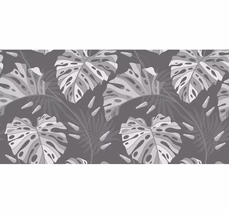 Tenda a rullo grigia con foglie tropicali grigie - TenStickers