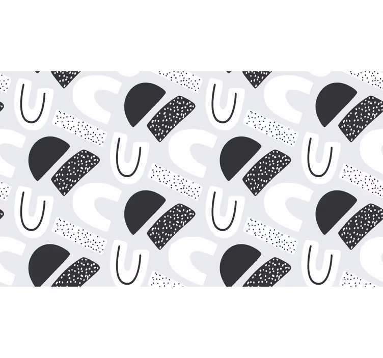 Tenda a rullo grigia motivo figure bianche e nere anni '80 - TenStickers