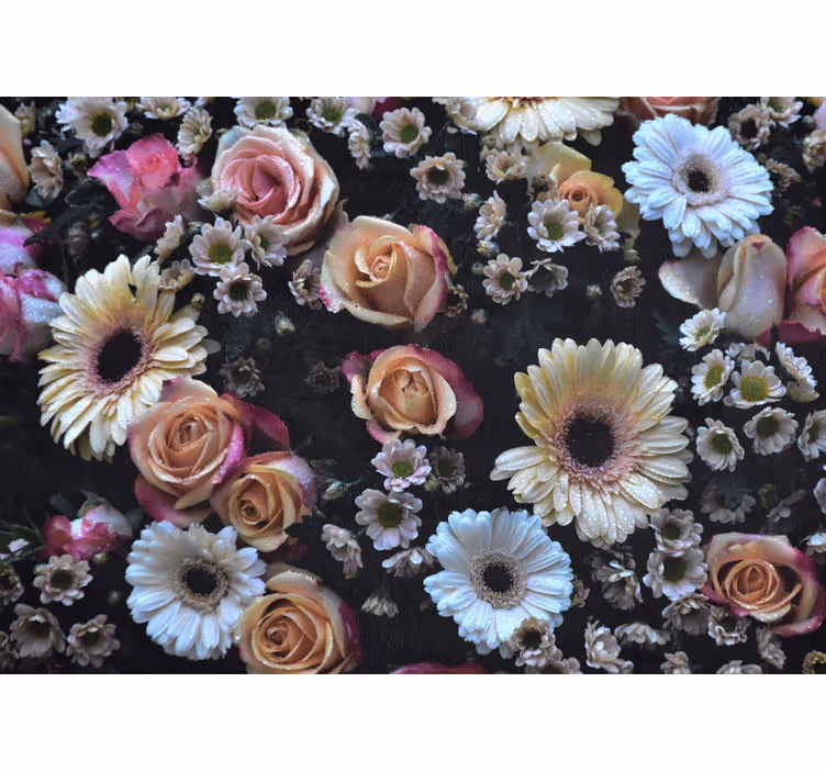 Tenda a rullo camera da letto stile elegante fiori grandi - TenStickers