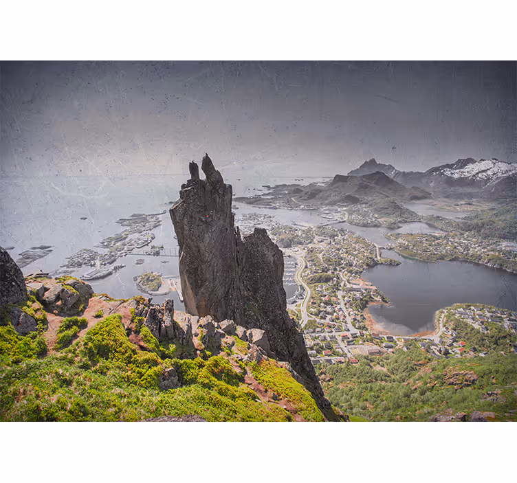 Tenda a rullo camera da letto montagne scandinave e oceano - TenStickers