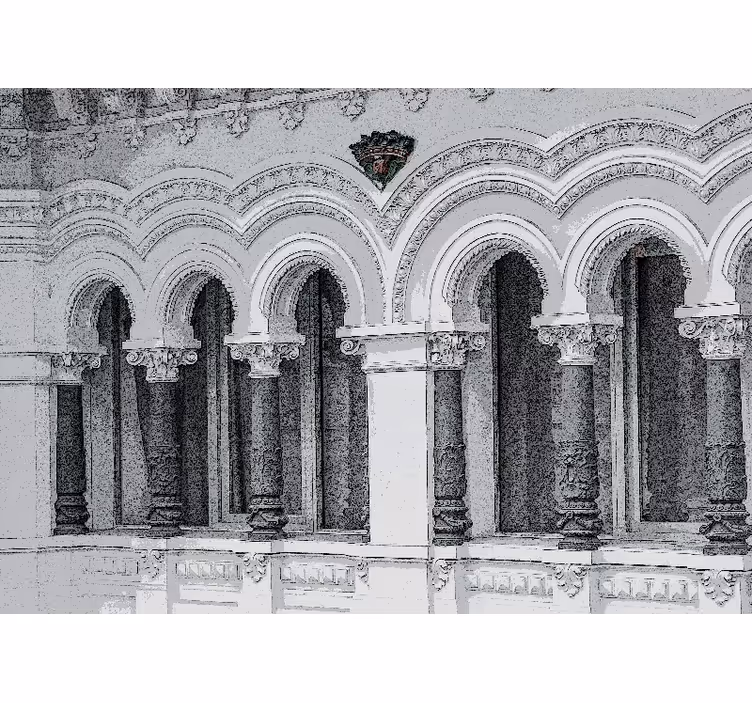 Tenda a rullo soggiorno architettura antica 3d - TenStickers